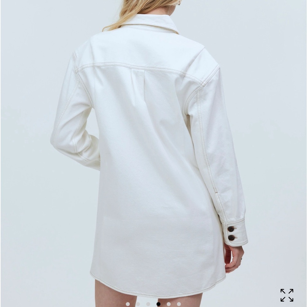 Madewell Denim Oversized Mini Shirtdress in Tile White Size XSmall NWT - Picture 4 of 11